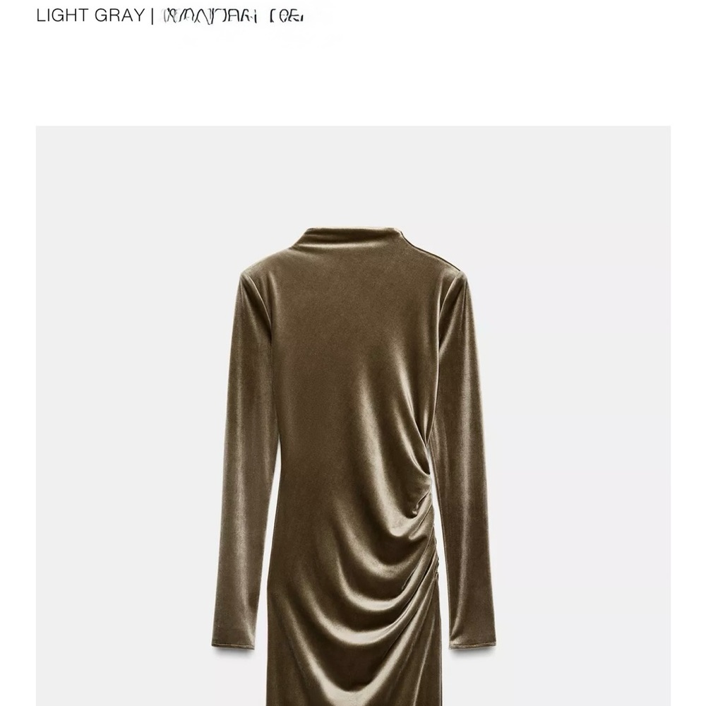 Zara Elegant Long Sleeve Velvet Dress - Picture 3 of 7